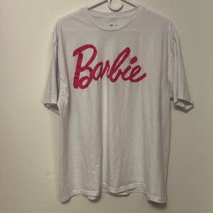 Barbie T-Shirt Short Sleeve White with Pink Text Size XXL